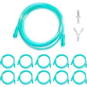 10 Packs, Each 6.56 ft(2 m) Kink Resistant Oxygen Tube, with Inner 6-Channel Design, Including Y and Straight Connectors