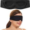ALASKA BEAR Sleep Mask for Side Sleepers Patented Design, Cup-Shaped and Extra-Soft, 100 Blackout Eye Mask Shades Cover for Men and Women Home or Travel, Machine Washable, Black