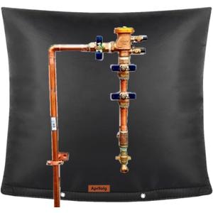 Backflow Preventer Insulation Cover, Pipe Insulation Covers Winter Freeze Protection,Irrigation Sprinkler Valve / Water Well Pump Insulated Pouch for Outside (Black, 30" W x 24" H)