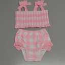 Mud Pie Girls Children's Smocked Bow 2pc (2T, Pink Check)