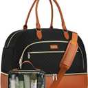 Weekender Bags for Women, Large Travel Duffel Bag Carry on Overnight Bag with Shoe Compartment and Toiletry Bag for Travel Business Gym Hospital, Black Brown