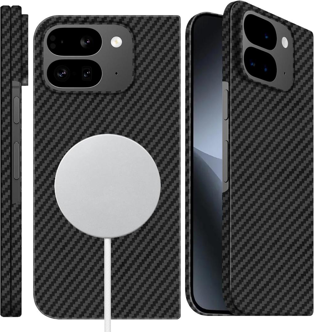 Slim 1500D Aramid Fiber Case Compatible with Google Pixel 10 Pro Fold, Thin Carbon Fiber Cover with Wireless Charging Support (Matte Black)