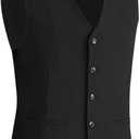 BEAUDRM Mens Suit Waistcoat Vest Sleeveless Casual Wedding Party Vest (Black, S)