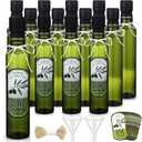 Reallnaive 12 Pcs 8 oz Mini Olive Oil Bottles Empty Sauce Condiment Bottles with Dropper Inserts and Sticker Seals Caps for Gifts Kitchen