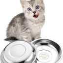 VENTION Small Shallow Cat Food Bowls, Outer Dia. 5.7 in Whisker Fatigue Cat Bowl, Stainless Steel Cat Food Dish for Indoor Cats, Set of 2 Replacement Cat Bowls for Raised Station(10.8 Fl.oz)