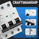 3 Pole Miniature Circuit Breaker,240V/480V AC Circuit Breaker, 50Amp Thermal Magnetic Trip Smart Circuit Breaker AC Disconnect Switch DIN Rail Mount (50A)