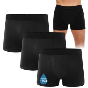 Men's Incontinence Underwear, Black Boxer Brief with Protective Pads, Washable Reusable LeakProof Heavy Absorbency, Large