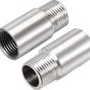 uxcell Shower Head Extension Arm Stainless Steel 1/2PT Male to 1/2PT Female Thread 50mm Length Cast Pipe Fitting Coupler 2Pcs