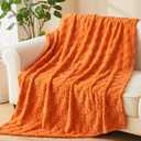 NEWCOSPLAY Super Soft Twin Blanket Orange Premium Silky Flannel Fleece 3D Checkered Lightweight Bed Blanket All Season Use (Orange Checkered, Twin(60"x 80")