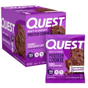 Quest Soft & Chewy Protein Cookie - 15g Protein - Double Chocolate Chip (12 Cookies) (EXP 02/19/26)
