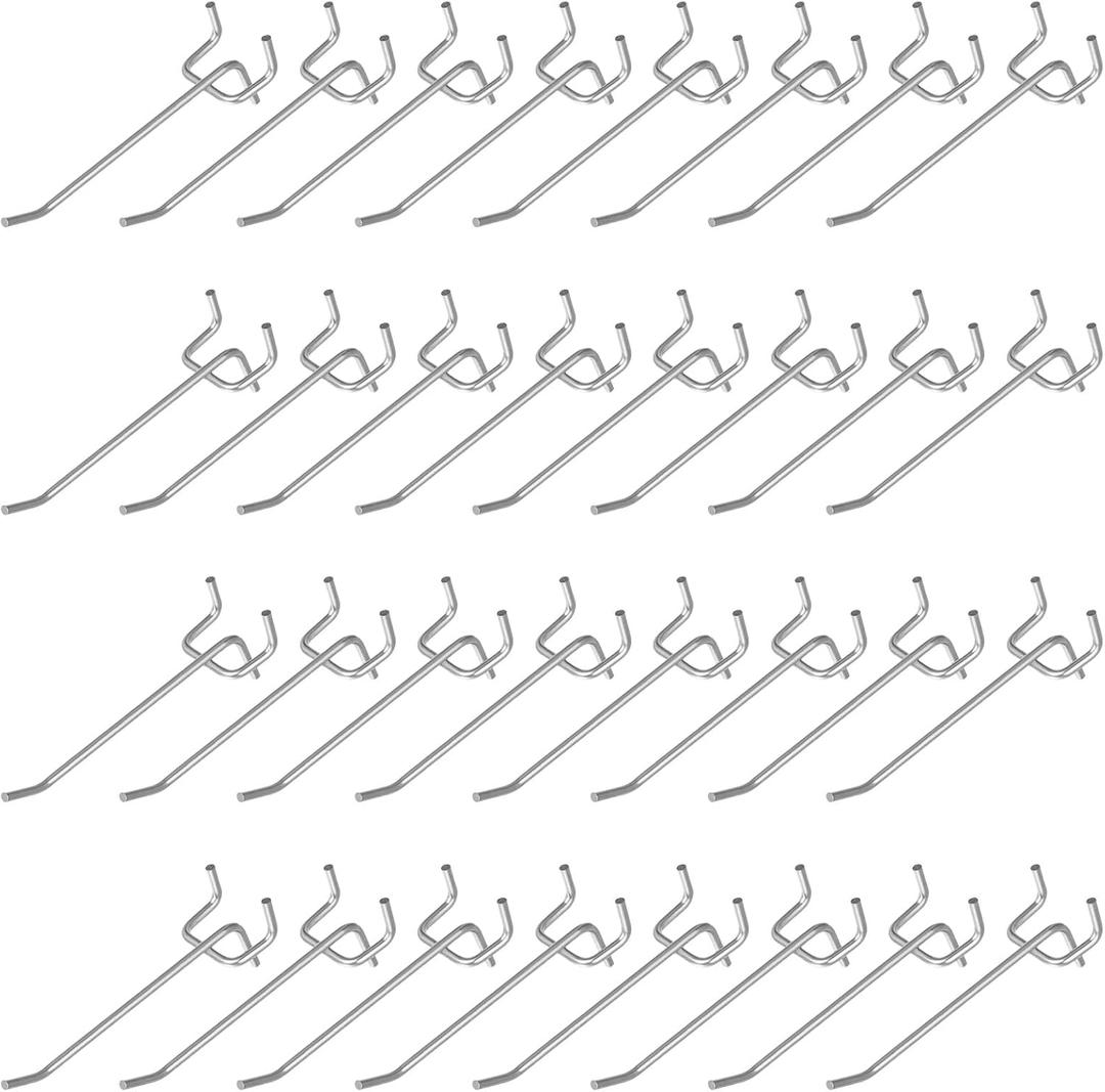 100 Pack 4 Inch Pegboard Hooks, Heavy Duty Metal Peg Board Accessories Fit 1/4" and 1/8" Peg Boards for Garage, Workshop, Kitchen, Tool Organization