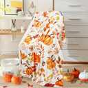 Fall Blanket, Orange Thanksgiving Fall Pumpkin Maple Leaf Blanket, Flannel Soft Warm Cozy Blanket for Sofa and Chair 50x60inch