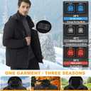 Men's Heated Jacket with Battery Pack, 10-Zone Electric Heating Jackets, Windproof Insulated Coat, Detachable Hood (Large, Black)
