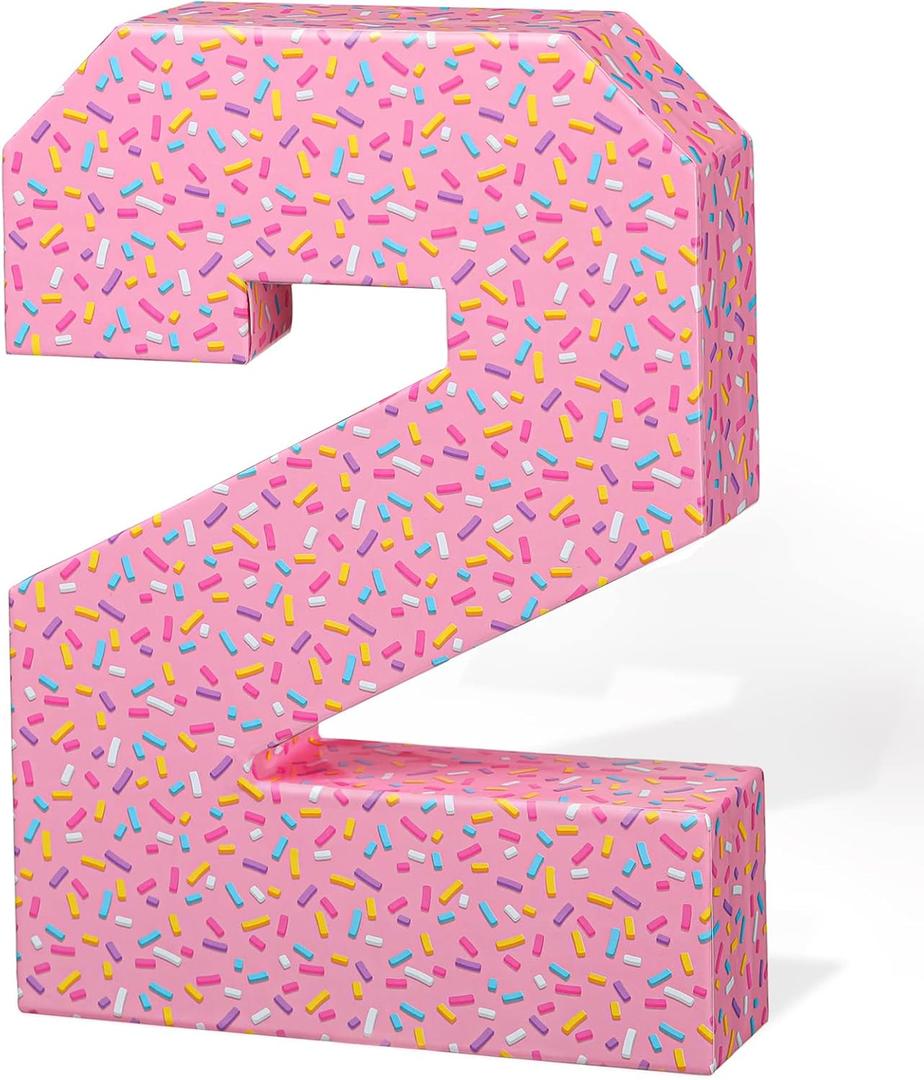 Chunful Donut Two Sweet Birthday Decorations 2nd Cartoon Birthday Party Supplies Number 2 Party Favors Photo Props for Table Centerpiece, 9.8 x 6.8 Inch(Donut)