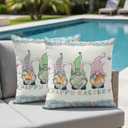 Easter Decorative Throw Pillow Covers 18x18 Set of 2 Gnome Spring Square Pillow Covers for Couch Happy Easter Eggs Bunny Carrot Floral Cushion Cases for Living Room Bedroom Bed Car Chair