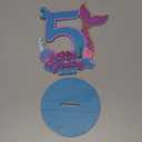 Mermaid Birthday Number Sign Centerpiece for Girls Wooden Mermaid Party Number Table Sign Decoration Supplies for Birthday Anniversary (Number 5)