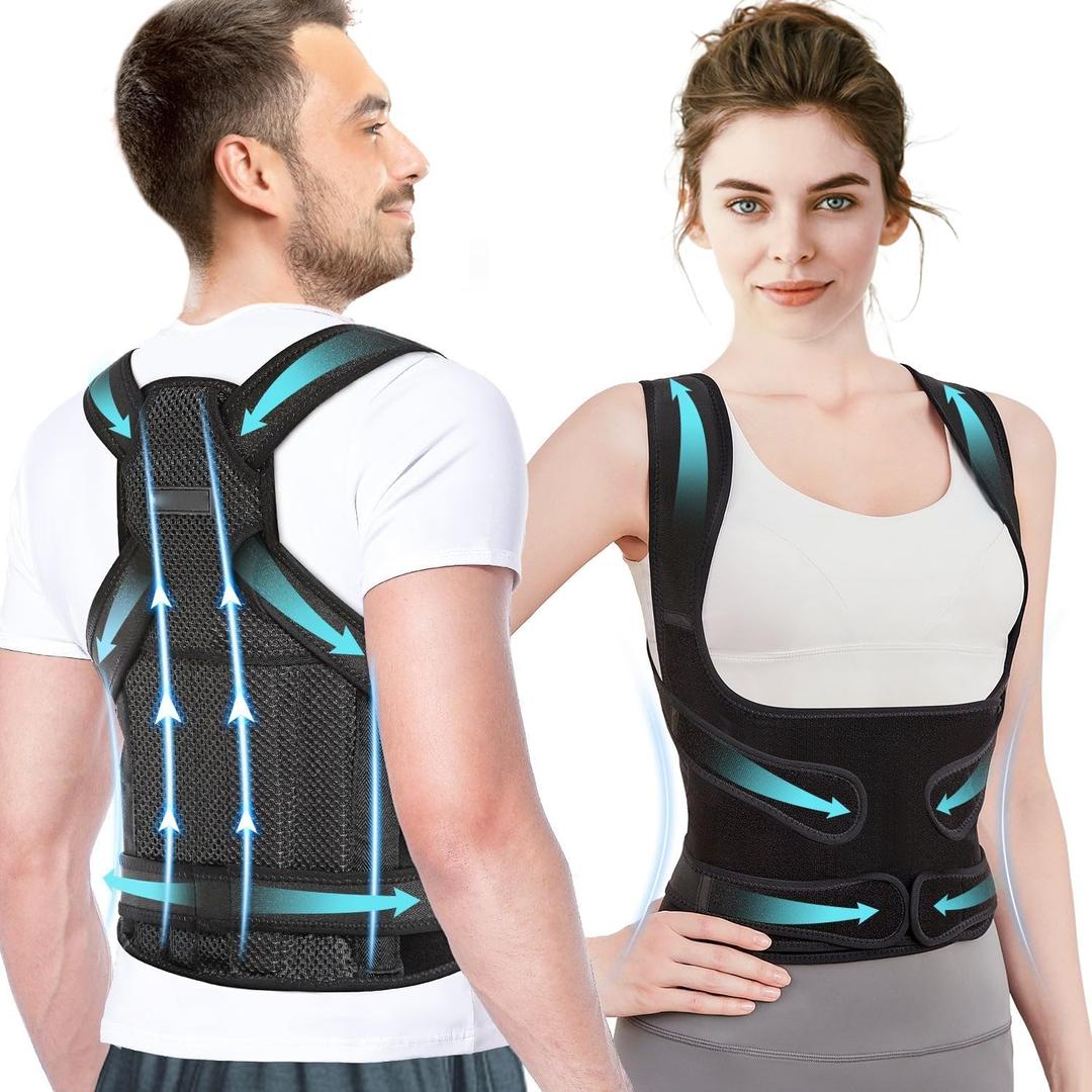 Back Brace, Back Straightener Posture Corrector for Women and Men, Adjustable Posture Corrector Back Support, Relieves Back Pain, Scoliosis and Hunchback Correction, (waist 39-45 inch) (Large)