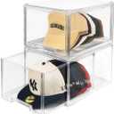 Hat Organizers, Stackable Clear Baseball Caps Holder Box Containers With Drawers for Hats Snapback Cap Storage, Hat Rack Display Case -Clear (2 Pack)