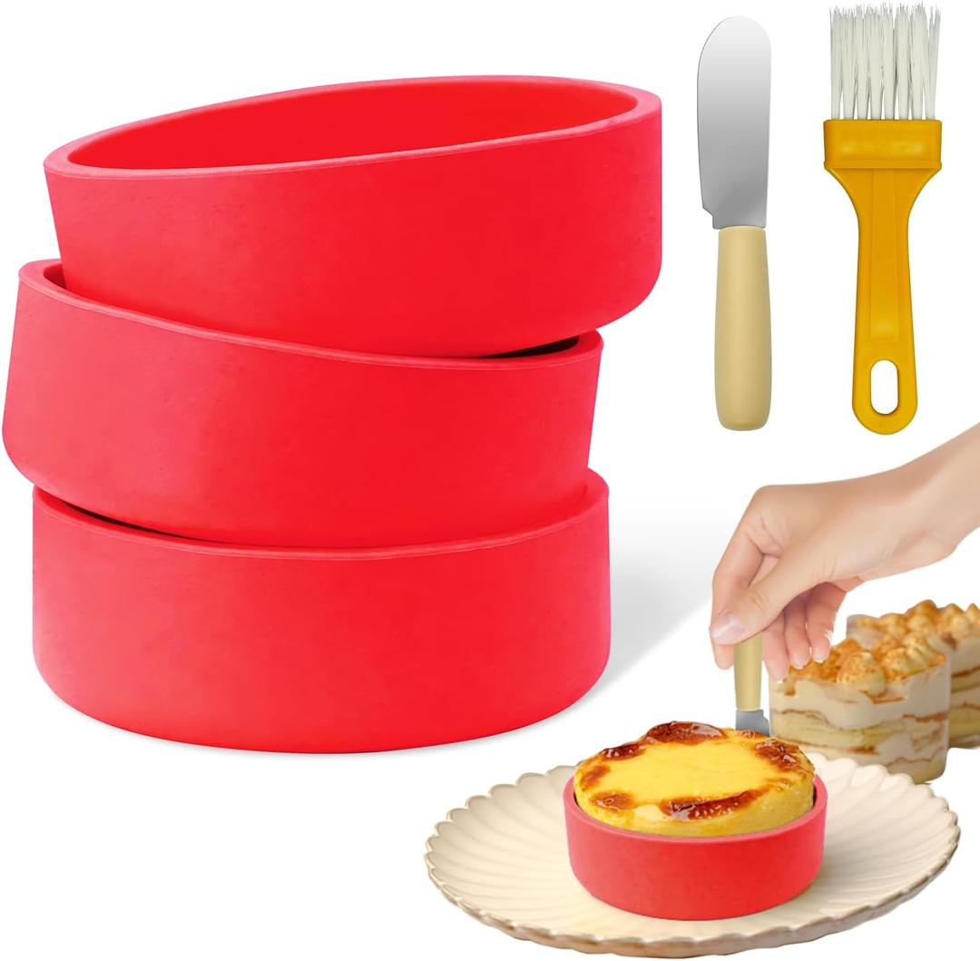 Silicone Air Fryer Egg Mold 3 Pack - Reusable Egg Cups for Air Fryer, Oven & Microwave, Silicone, Dishwasher Safe, Non-Stick Breakfast Accessories, Individual Microwave Egg Cooker (Red)