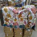 King Boho Throw Blanket for Bed, 100% Cotton Muslin Soft Throw-Floral Farmhouse Rustic Decor Blanket for Couch Sofa Quilt and Gift, 91" x 98"-BeigeWhite (Flower-jungle)