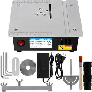 Mini Table Saw Small Precision Hobby Table Saw,Adjustable Cut Depth, 96W 7 Speed Adjustable Speed Power Supply, DIY Model Crafts Cutting Tool for PCB/Wood/Plastic Cutting