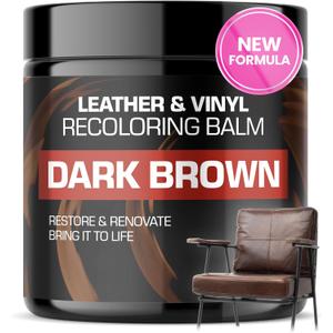 FORTIVO Leather Recoloring Balm, Color Restorer, Scratch Remover, Couch Paint and Repair, Leather Balm for Couches (Dark Brown)