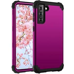Meifei Samsung S21 5G Case, Samsung Galaxy S21 5G Case 3 Layer Hybrid Hard PC Soft Silicone Heavy Duty Rugged Bumper Shockproof Full-Body Protective Phone Cover for Samsung Galaxy S21 5G 6.2", Purple