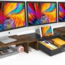 WESTREE Triple Dual Monitor Stand Riser with Drawer,Extra Large Adjustable for 2~3 Monitors,Solt for Phone & Tablet, Desktop Organizer Stand for Computer,Laptop,Printer,TV