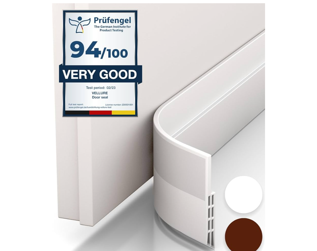 Vellure® Door Draft stoppers for Bottom of Door - New Premium Door Sweep/Door Seal Strip (Save Energy – installs Quickly and Easily) Door Weather Stripping, Ideal for Keeping Out Cold (5x39 White)