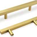 5 Inch Brass Cabinet Pulls, 10 Pack Brass Dresser Handles for Kitchen, Brushed Gold Cabinet Handles, 7 9/16 Inch Overall Length