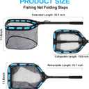 PLUSINNO Floating Fishing Net for Steelhead, Salmon, Fly, Kayak, Catfish, Bass, Trout Fishing, Rubber Coated Foldable Landing Net with Fixed or Telescoping Pole Handle, Fishing Gear and Gifts for Men