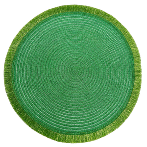15 inch Round Braided Placemats Set of 8 Non Slip Heat Resistant Round Table Mats Washable Place Mats for Dinner Party Table Decoration (Green)