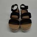 Soda Top Shoe Bryce Open Toe Buckle Ankle Strap Espadrilles Flatform Wedge Casual Sandal (7.5, Black)