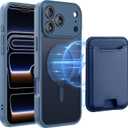 TopMade for iPhone 17 Pro Case with Magnetic Wallet Card Holder, Phone Case with Magnetic Wallet Fit 4 Cards, Translucent Matte Shockproof Case for iPhone 17 Pro 6.3 inch, Blue