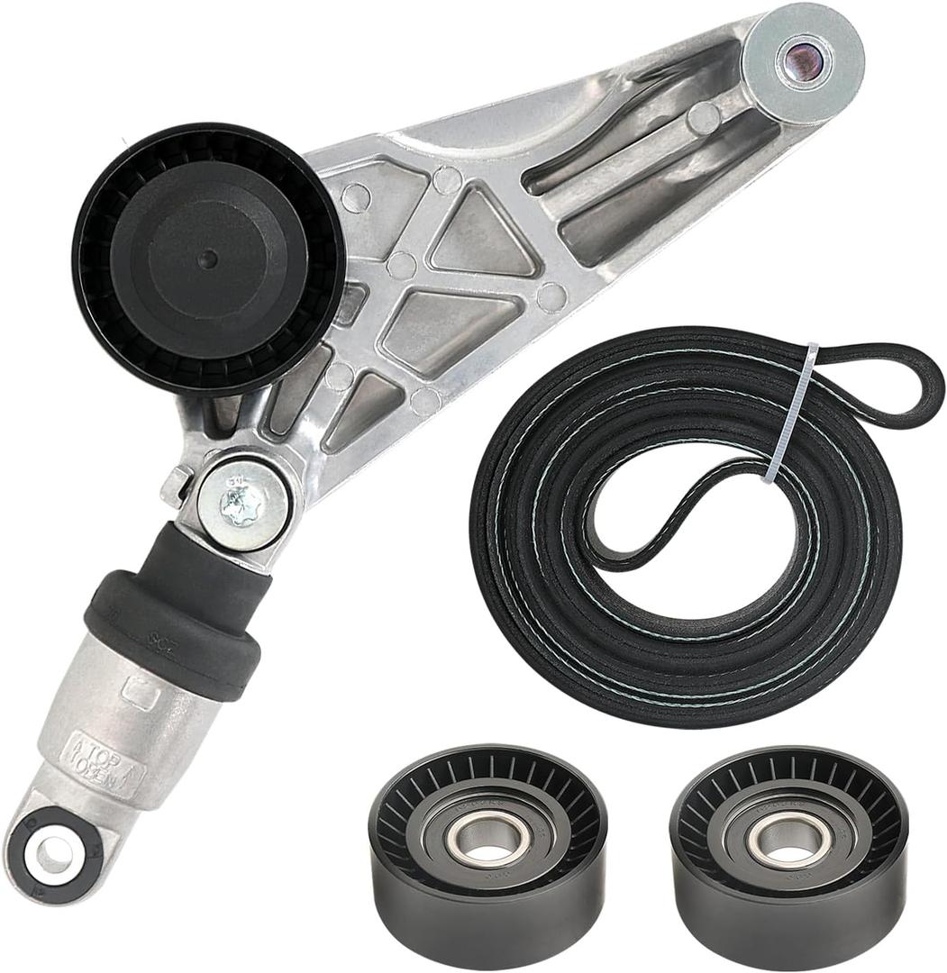 Drive Belt Kit with Belt Tensioner & Idler Pulleys Compatible with Jeep Wrangler JK 2012 2013 2014 2015 2016 2017 2018 3.6L, Accessories Parts Replaces 4627038AA-KIT