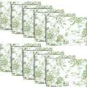 10 Pcs Floral Makeup Bags with Zipper Canvas Cosmetic Bags Bulk for Women Pencil Bag Travel Toiletry Pouch Gift for Health Nurse Mother Teacher(Green)