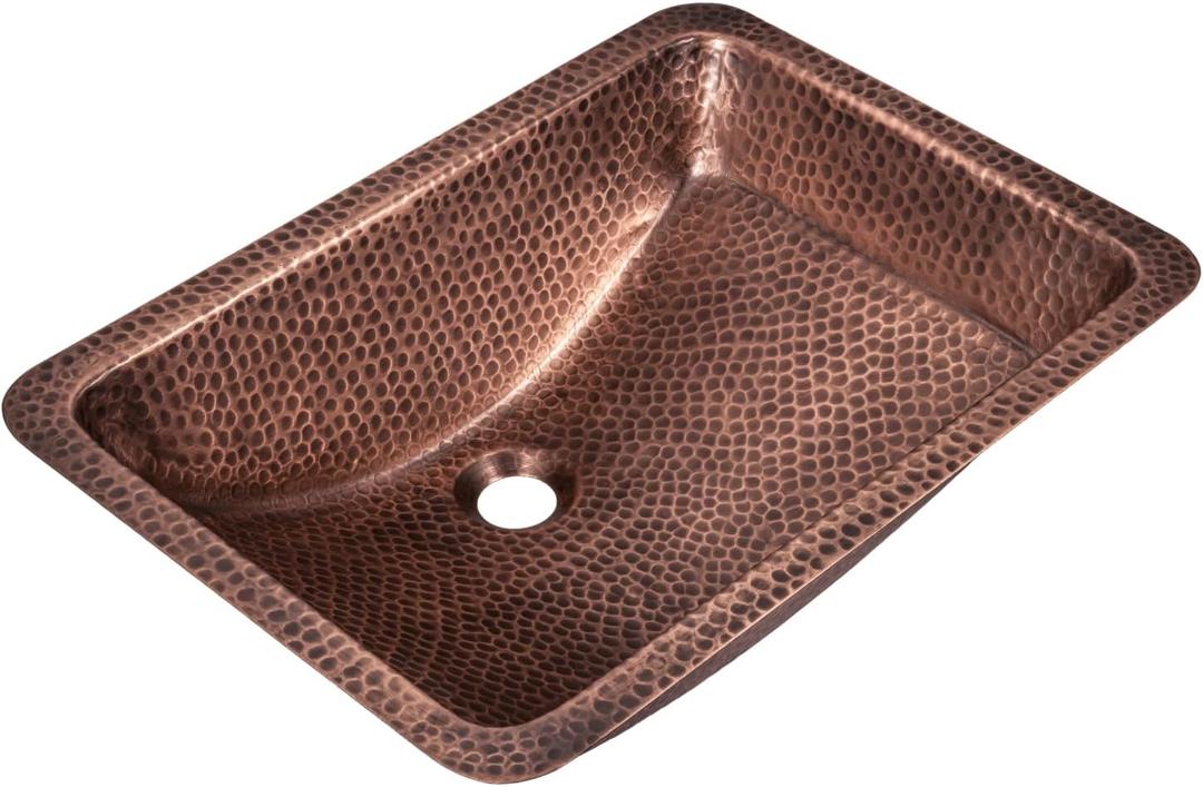 Monarch Abode Bathroom Sink  21-Inch Venitian Dual Mount Undermount or Drop In Bathroom Sinks, Bathrooms Hand Hammered Pure Copper Vanity Sink for Countertop, Powder Room, Bath, or Restroom