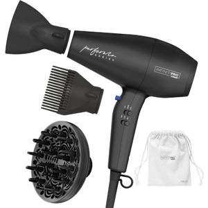 Conair Infiniti Pro Hair Dryer with Diffuser Plus 2 Other Attachments and Drawstring Storage Bag | Performa Series Hair Dryer | Blow Dryer with Professional Performance Motor | Black