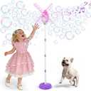 Belemar Windmill Bubble Machine for Kids & Girls, Standing Bubble Blower with Lights & Music, 51" Adjustable Height, 130ml Tank, Bubble Solution Included, Outdoor Toy for Parties & Birthdays