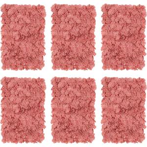BLOSMON Artificial Flower Wall Panel - Set of 6 Dusty Pink Fake Silk Hydrangea Floral Backdrops (24 x 16 Inch) - Perfect for Wedding Party Baby Shower Decoration