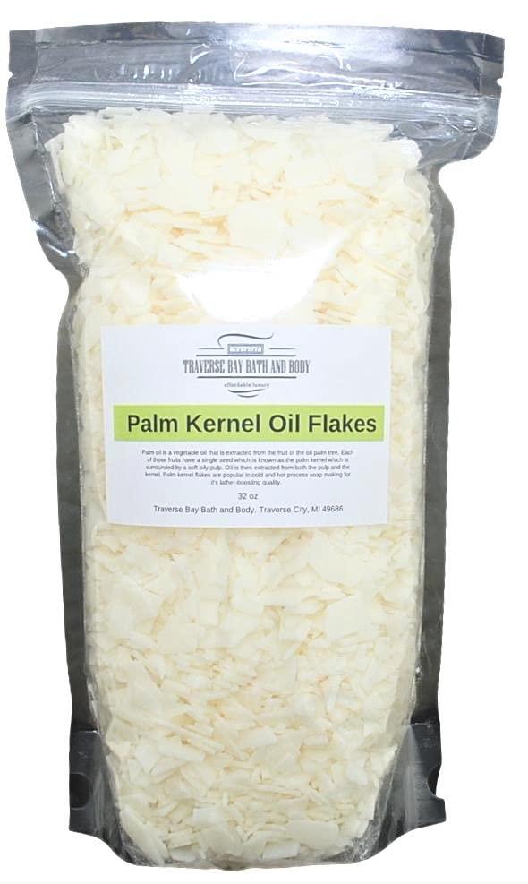 Palm Kernel Oil Flakes 32- oz. / 2LB Soap making supply's in stand-up barrier pouch all natural.
