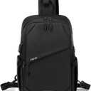 MOSISO Sling Backpack Travel Hiking Daypack, Large Crossbody Sling Bag with USB Charging Port for Men Women 3 Layer Pockets One Shoulder Chest Bag for Outdoor Sports Casual Commuting, Black