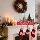 CIEOVO Christmas Stocking Holder Decorative Wooden Box with Hooks Mantle Stockings Hanger Christmas Decoration Gift Box Stocking Holder for Xmas Holiday Festival Fireplace Mantel