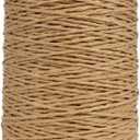 Natural Cotton Rayon Raffia Yarn for Brown Crochet Summer Sun Hat, Beach Bag, Raffia Ribbon Crochet Straw Knit Yarns, Knitting Craft Packing Twine Materials,280 Meters/306 Yards