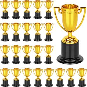 WINKIO Mini Trophies,Gold Trophy Award, Plastic Trophies for Kids, 4 Inch Trophy Cups, Award Trophies for Party Favors, Props, Rewards, Winning Prizes, Competitions Ceremony Parties Favor