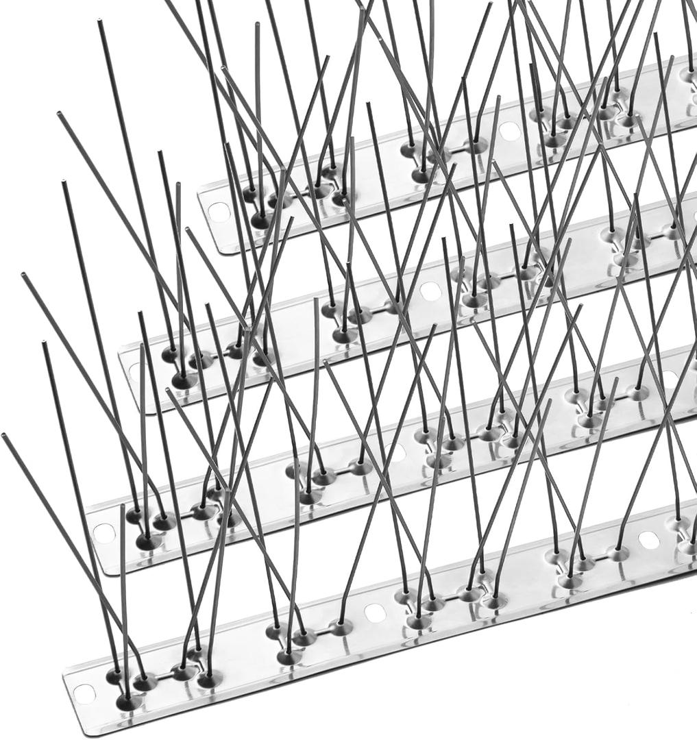 Bird Spikes with Stainless Steel Base, Durable Bird Spikes Arrow Pigeon Spikes Fence Kit for Keeping Small Bird, Crows and Woodpeckers Away, Covers 3.4 Feet(1.04m)