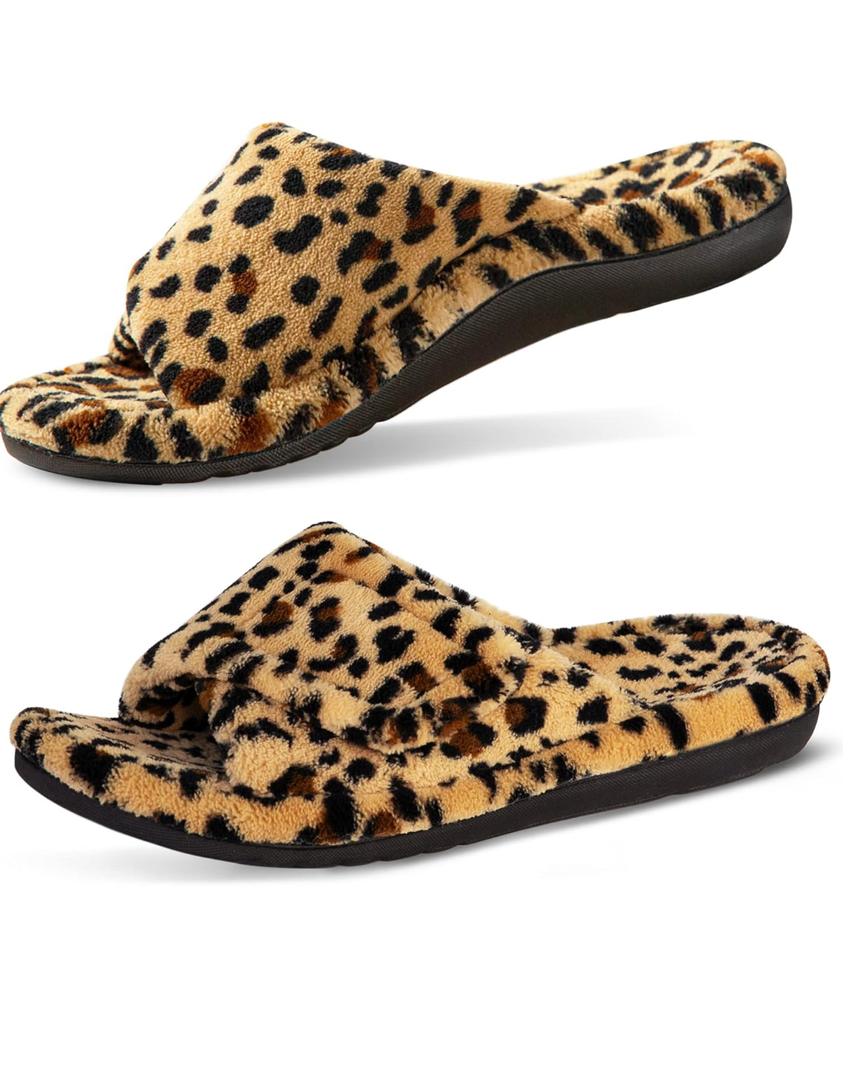 GRITHEIM Women's Orthotic Arch Support Slippers Fuzzy Adjustable Orthopedic Slippers for Plantar Fasciitis Furry Slide for Ladies 9