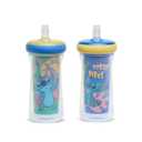 The First Years Stitch Insulated Straw Cup - Stitch Sippy Cups with Straw - Kids Water Bottles - 9 Oz - 2 Count - Ages 18 Months and Up