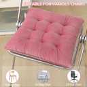 4 Pack Square Seat Cushion Chair Pads for Kitchen Dining Chairs, Soft Comfort Velvet Chair Mat Pillow Cushions with Ties for Office Desk Living Room Tatami 15.5", Pink