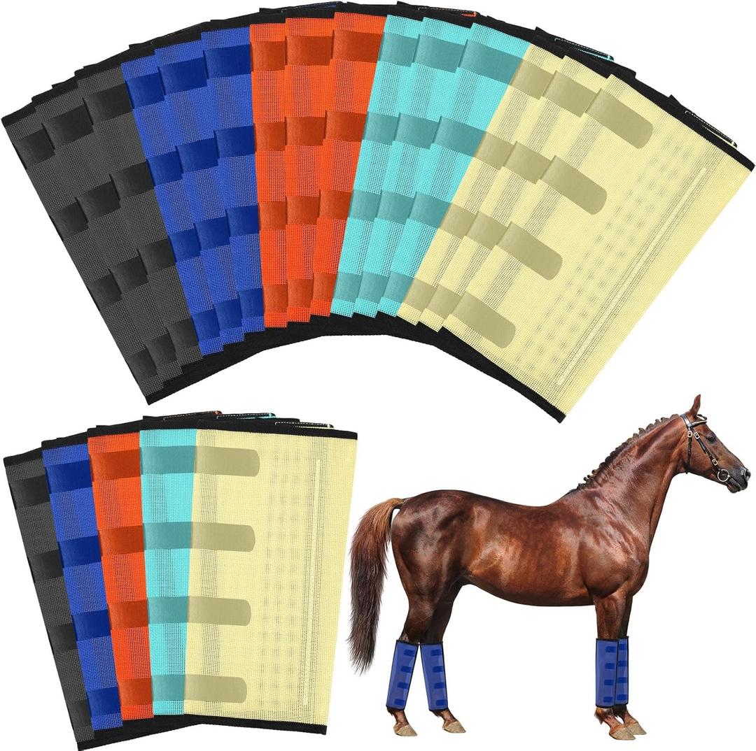 Paterr 20 Pcs Mesh Fly Boots for Horse Breathable Mesh Horse Leggings Protective Boots Prevent Flies and Mosquitoes Bites Reduces Stress Stomping (Bright Color)
